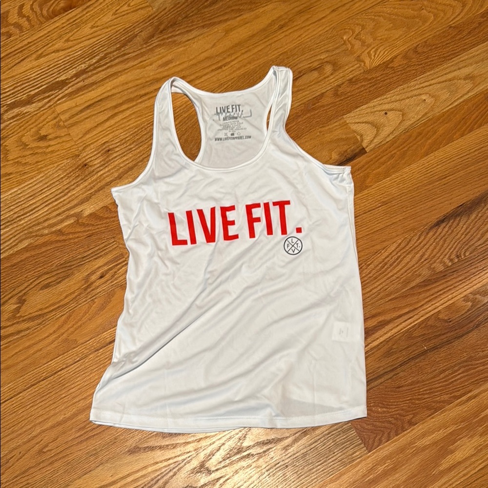Live Fit White Sleeveless Tank Top